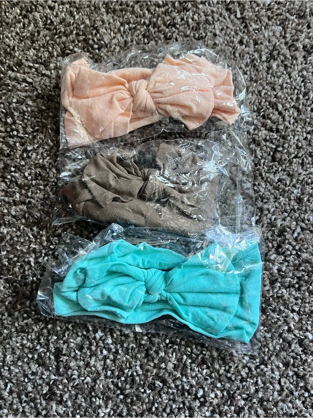 3-Pack Baby Knotted Headband Set - Peach, Brown, Teal